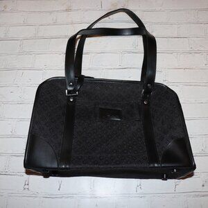 🖤 Joy Mangano Black & Tan Patterned Tote ·